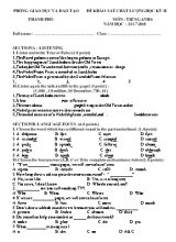 Đề khảo sát chất lượng học kỳ II môn Tiếng Anh Lớp 6 - Năm học 2017-2018